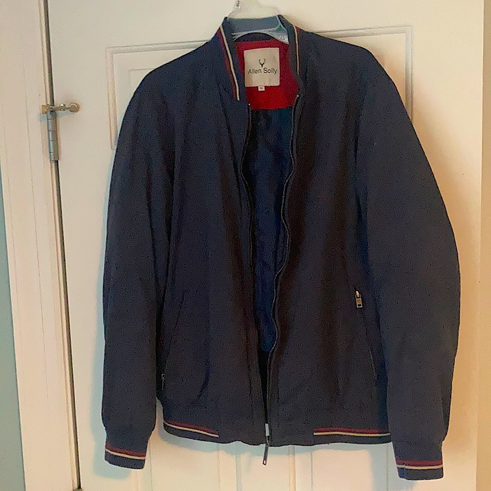 Navy blue suede bomber jacket